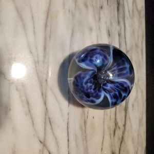 Vintage 1990 Glass Eye Studio (GES) Floral Art Glass Paperweight